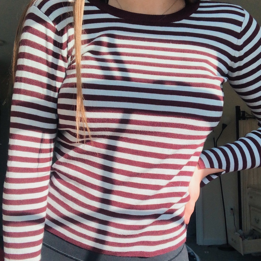 maroon striped sweater